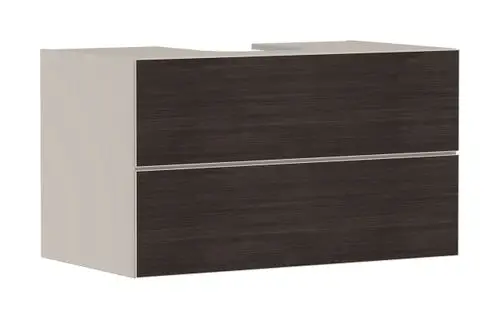 Waschtischunterschrank von Hansgrohe mit zwei Schubkästen in Sandbeige Matt, geeignet für Konsolen-Aufsatzwaschtisch, mit glatter Oberfläche.
